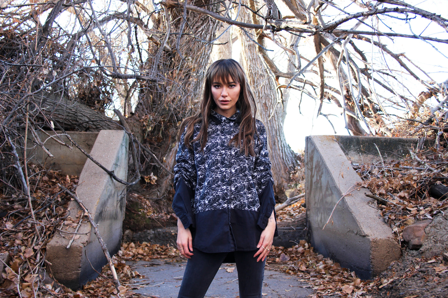Cracked Marble Lace Button Down Shirt