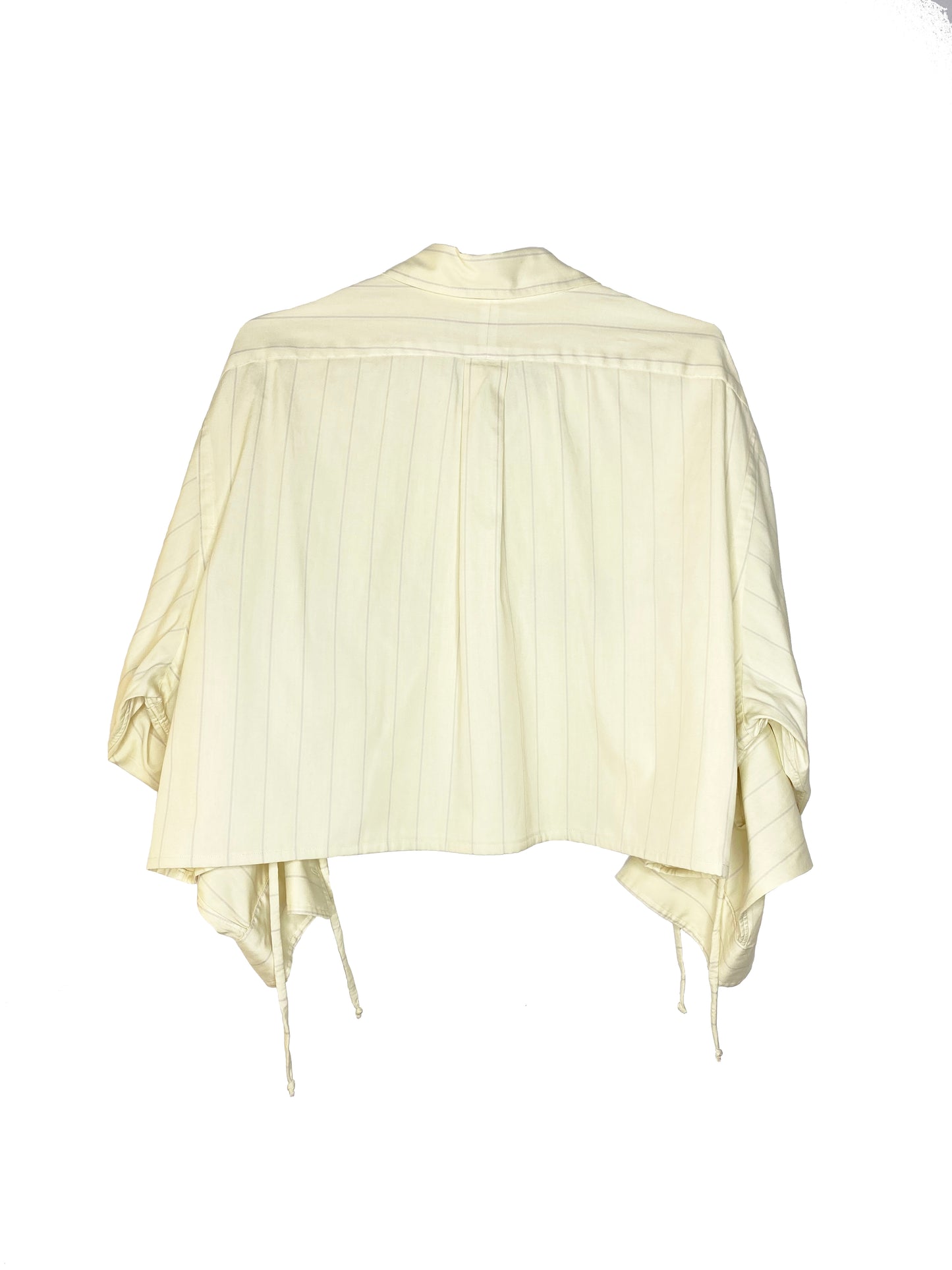Embroidered Crop Cinch Button Down
