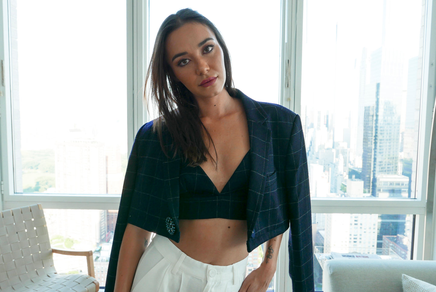 Navy Checkered Bralette