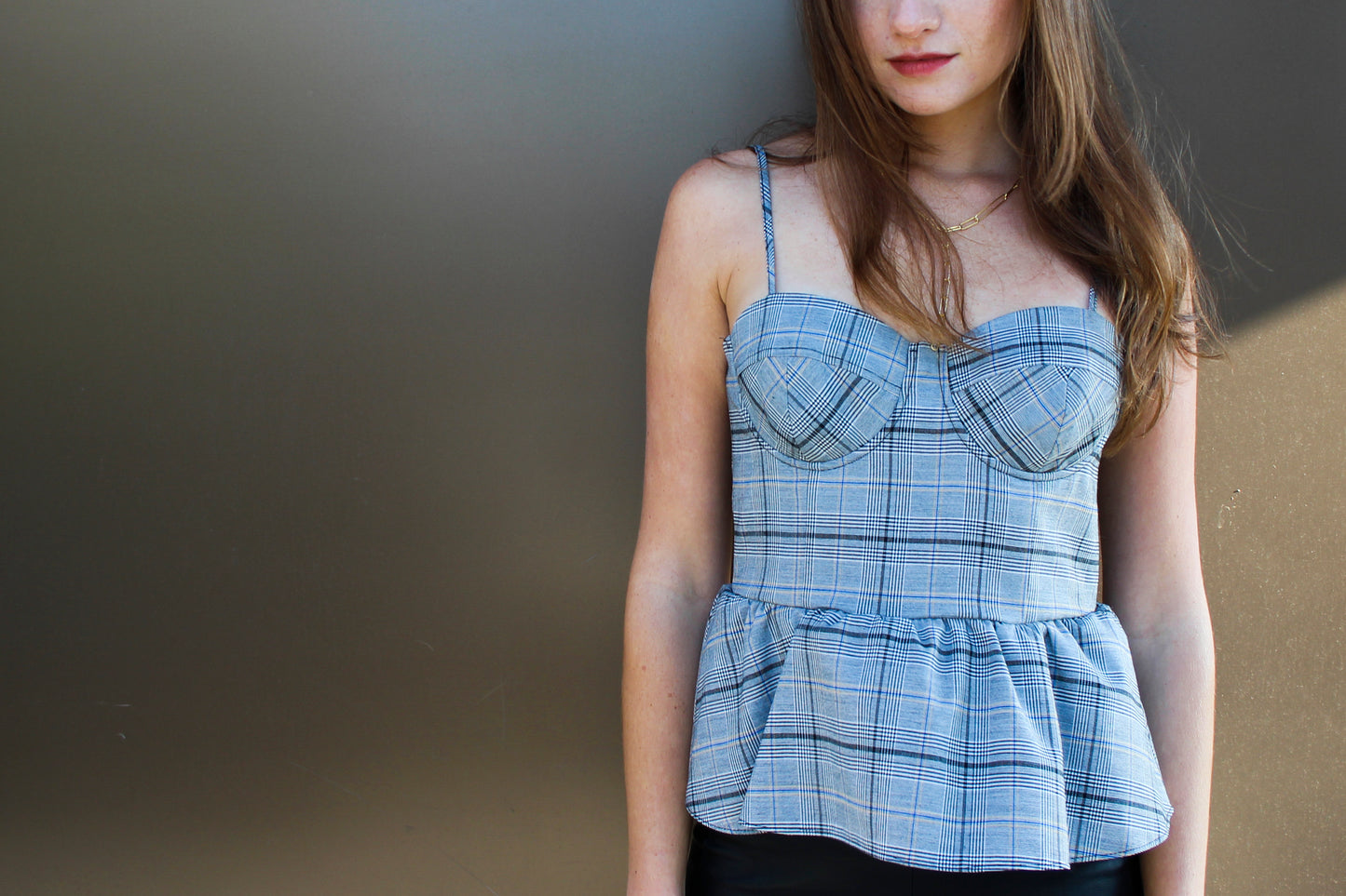 Plaid Corset Peplum Top