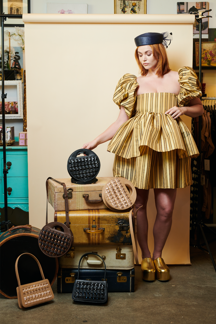 Birthday Suit in Neutral Striped Taffeta