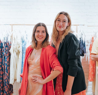 Léa Enderlin and Sarah Lequimener, founders of sustainable womens fashion brand La Femme Apero. 