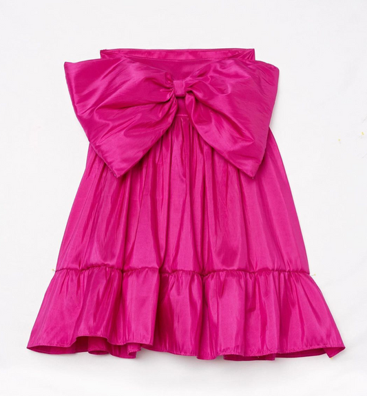 Mini Bow Dress Magenta Taffeta