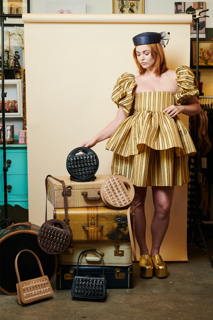 Birthday Suit in Neutral Striped Taffeta