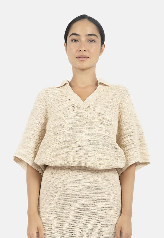 Sedona Crochet Polo Top